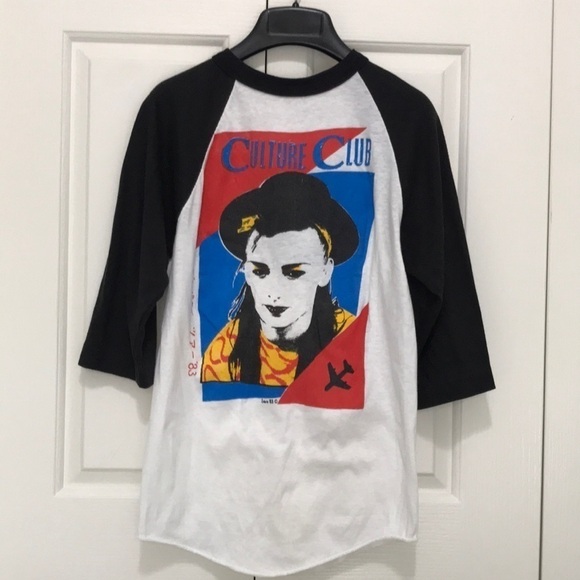 Vintage Other - Vintage 1983 Culture Club Tee 3/4 Raglan Sleeves Boy George Sz M Unisex White